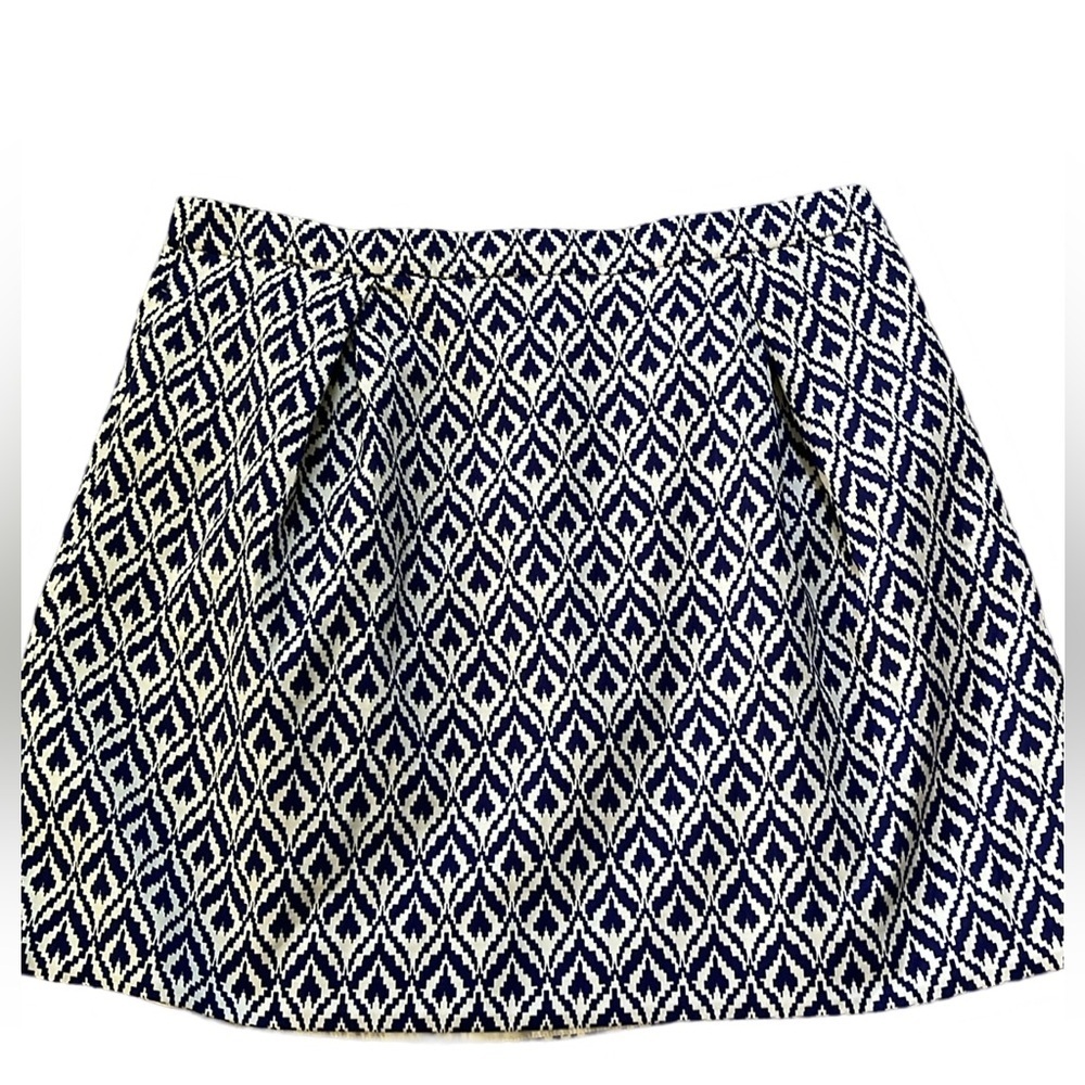 J. Crew Navy and White Geometric Mini Skirt
